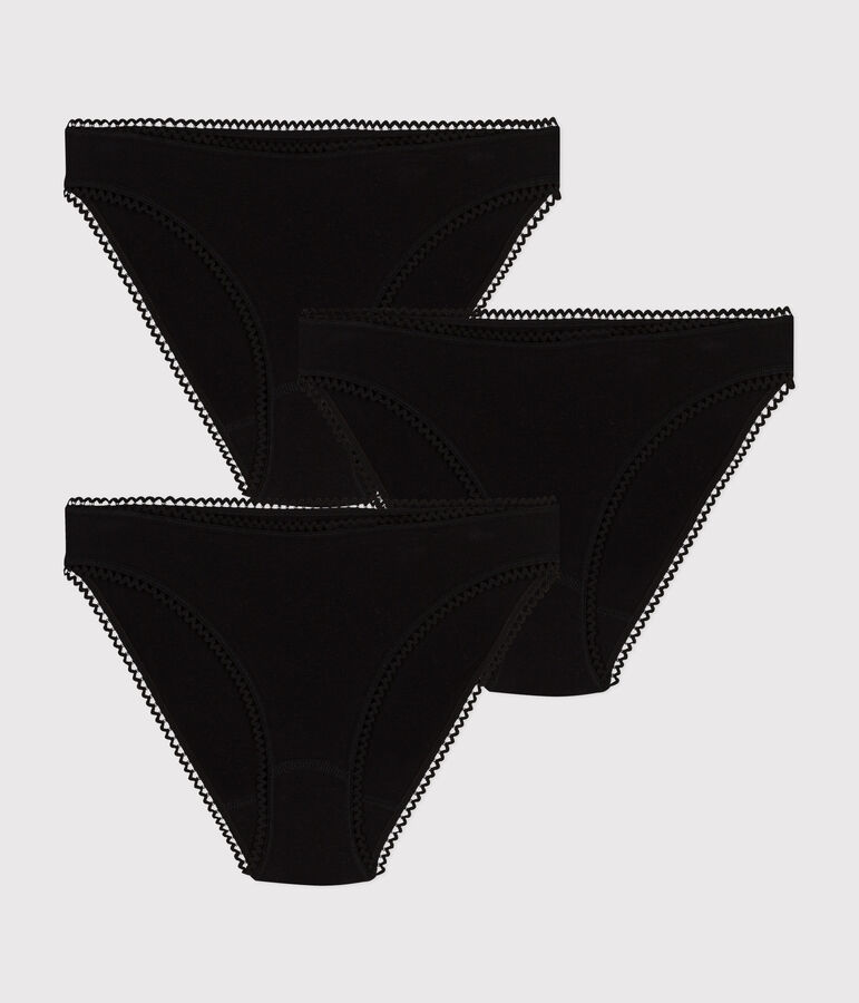 Confezione da 3 slip a tinta unita in cotone ed elastan donna variante 2