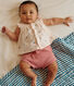 Completo nascita due pezzi in cotone con blusa a volant