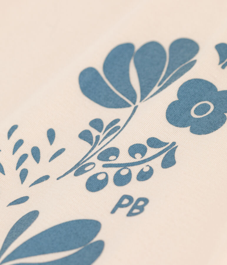 T-shirt a maniche lunghe in cotone bambino unisex ecru/blu