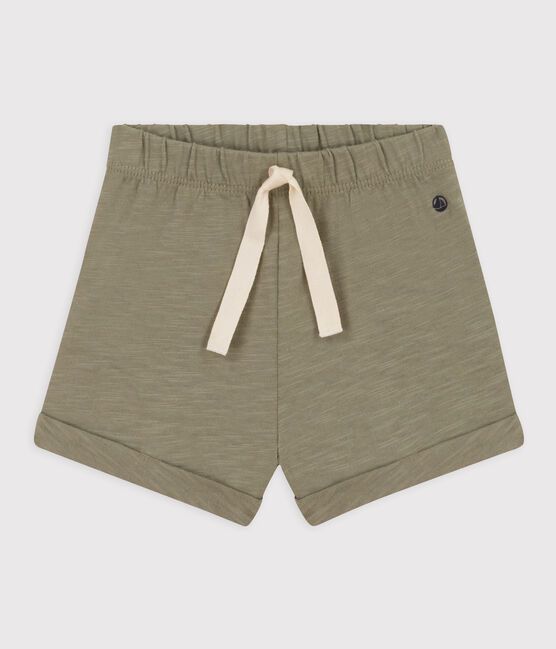 Shorts bebè in jersey fiammato tinta unita verde MARECAGE