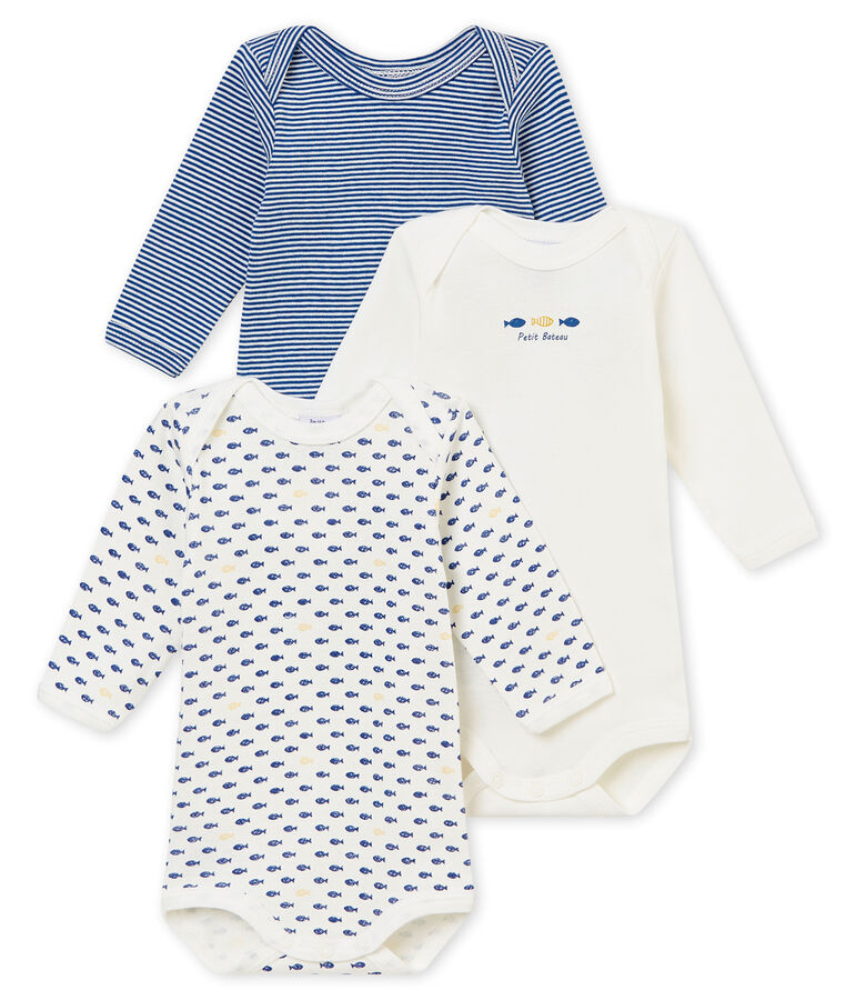 Lotto di 3 bodies a maniche lunghe beb&eacute; maschio multicolore