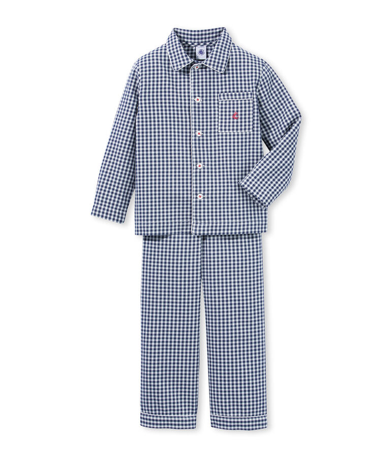 Pigiama bambino in twill blu/bianco
