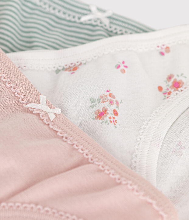 Set di 3 slip in cotone a fiori bambino multicolore