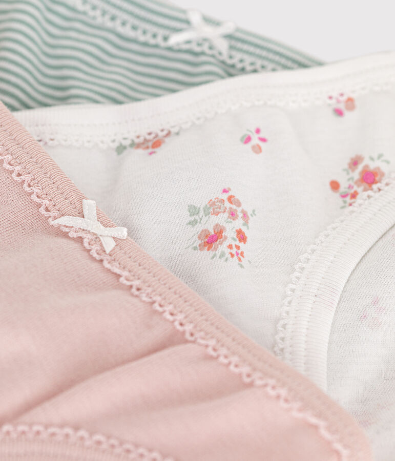 Set di 3 slip in cotone a fiori bambino multicolore