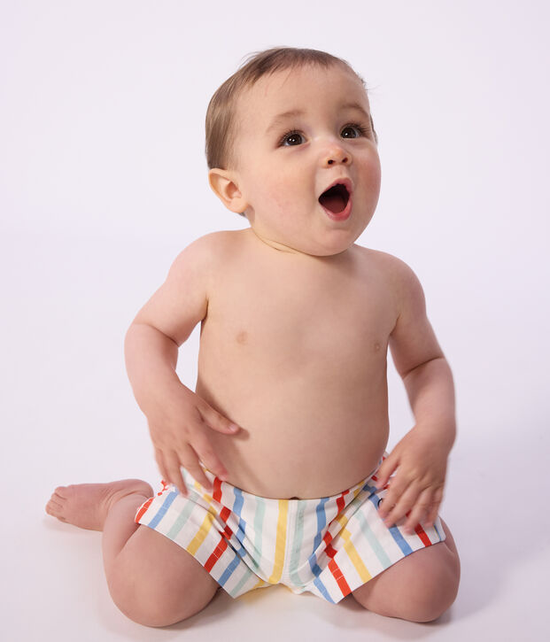 Shorts da bagno a righe neonato bianco/multicolore