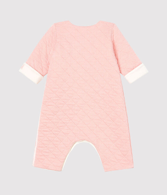 Tutina lunga bebè in tubique trapuntato rosa CHARME/bianco MARSHMALLOW