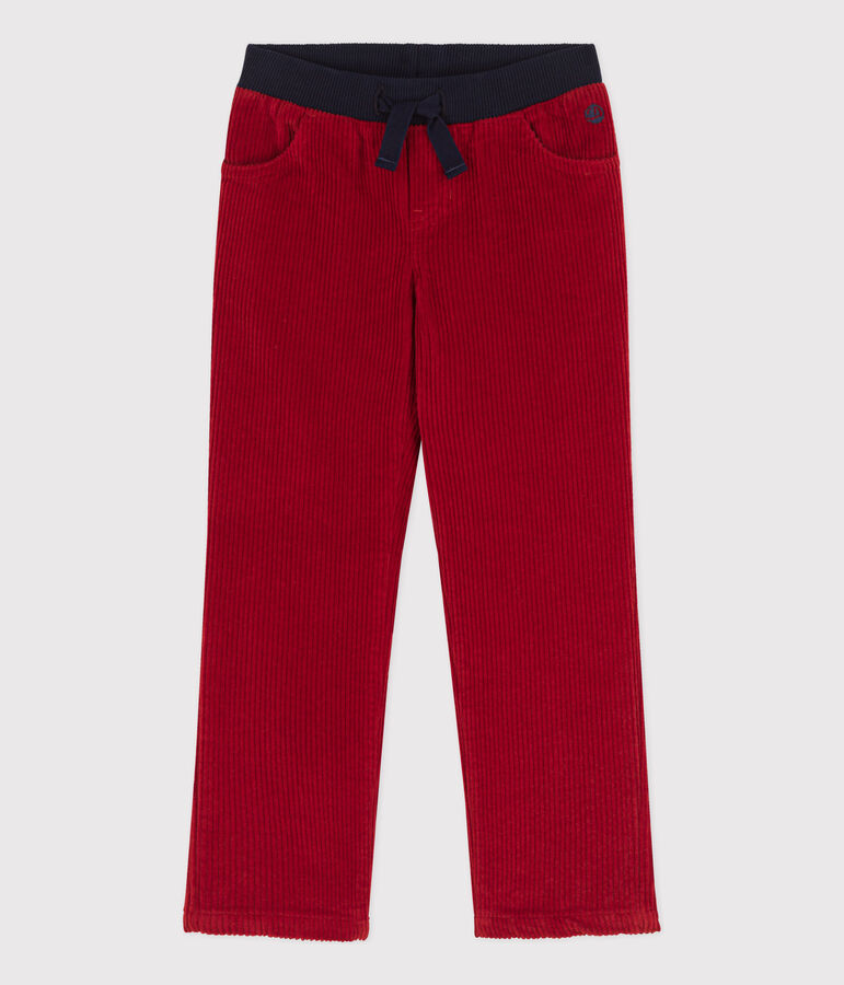 Pantaloni regular bambino in velluto a coste rosso