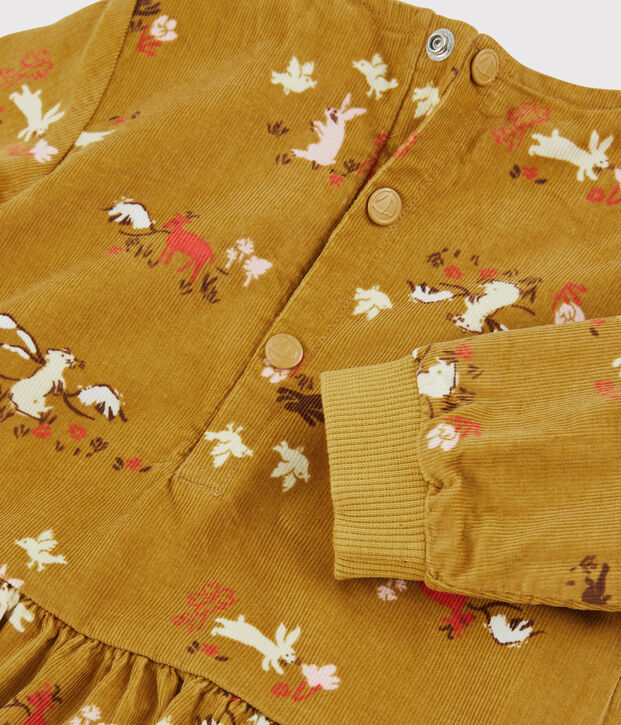 Abito in velluto beb&egrave;. giallo/multicolore