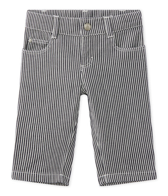 Pantaloni per bebè maschio a righe blu SMOKING/bianco MARSHMALLOW
