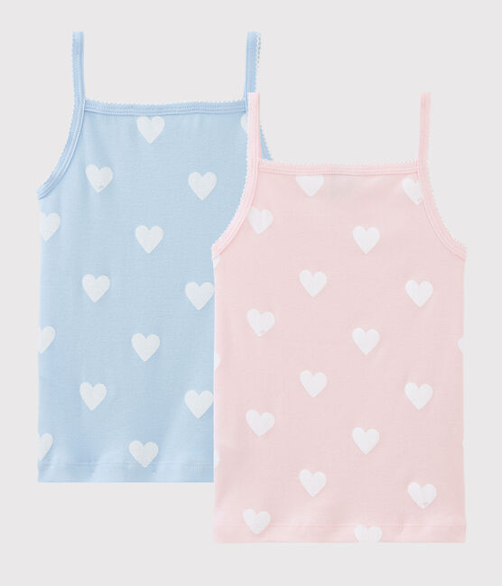 Confezione da 2 canottiere con spalline cuore bambina in cotone biologico variante 1
