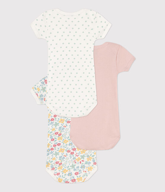 Confezione da 3 body manica corta a fiori in cotone variante 1