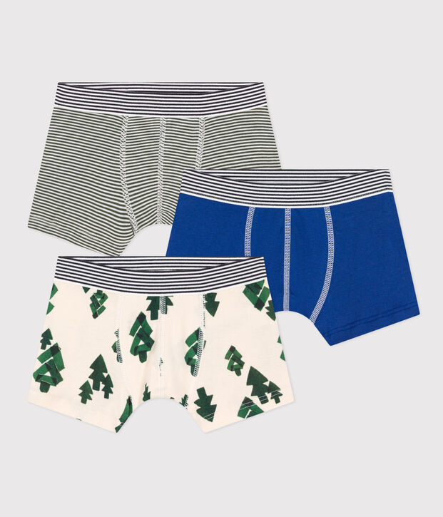 Confezione da 3 boxer bambino in cotone motivo chalet multicolore