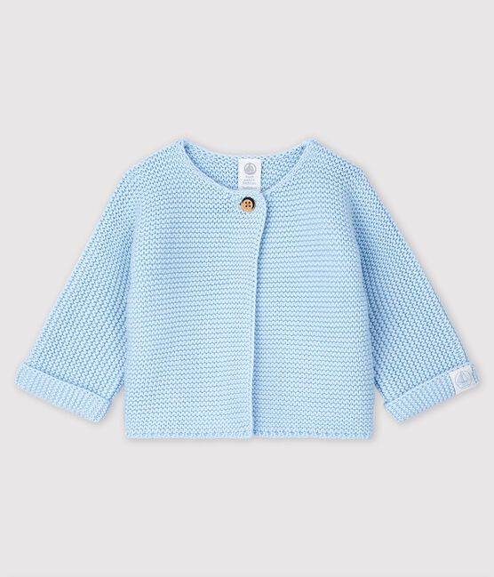 Cardigan bebè in tricot di cotone biologico blu TOUDOU