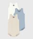 Set da 3 body senza maniche in cotone tinta unita neonato