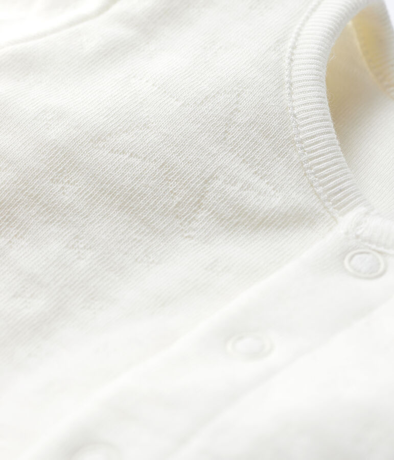 Cardigan bianco a stelle beb&egrave; in tubique trapuntato in cotone biologico bianco