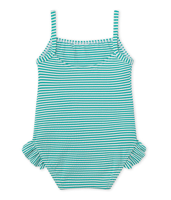 Costume da bagno intero bebé femmina verde FLAG/bianco LAIT