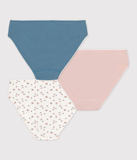 Confezione da 3 slip fiore da ragazza in cotone ed elastan variante 1