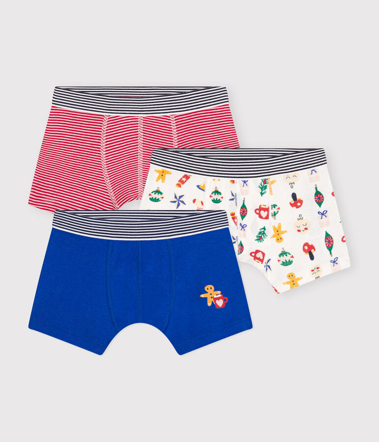 Set di 3 boxer di Natale in cotone bambino multicolore