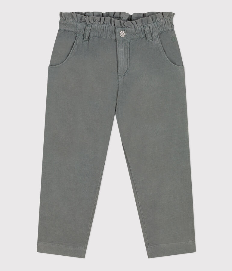 Pantaloni dritti in velluto fine bambina verde THUYA