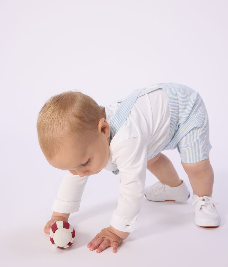 Salopette corta in cotone a righe neonato blu MARSHMALLOW/ FLO