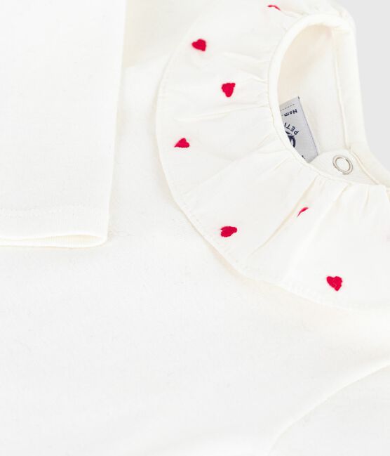 Body con colletto ricamato in cotone tinta unita neonato bianco MARSHMALLOW