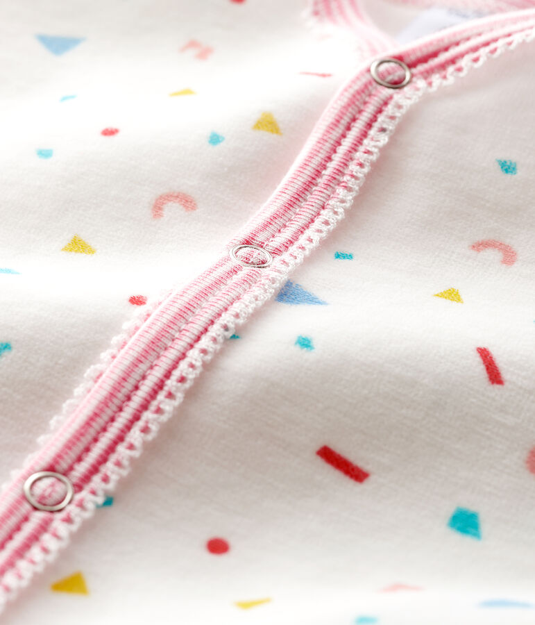 Tutina fantasia coriandoli beb&egrave; femmina in ciniglia bianco MARSHMALLOW/bianco MULTICO