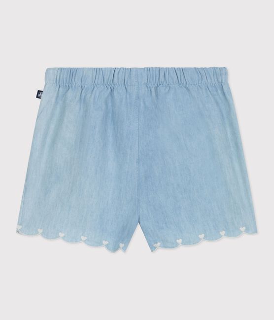 Shorts in chambray ricamato neonata blu BLEU CLAIR