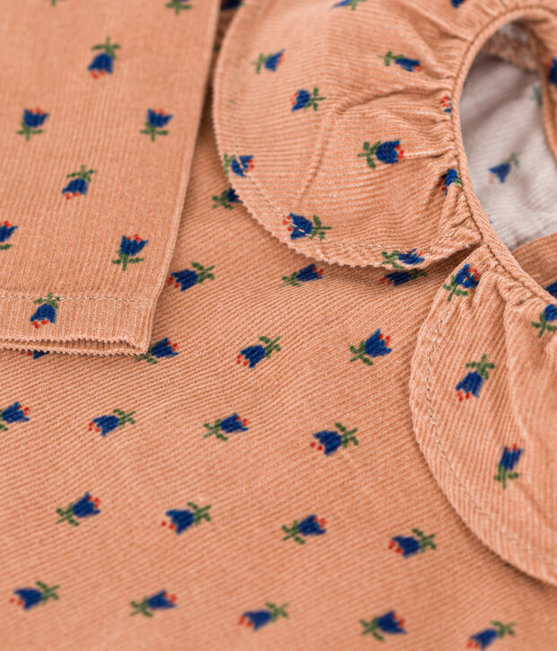 Blusa a manica lunga in velluto per beb&egrave; rosa/multicolore