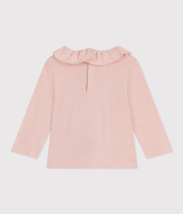 Blusa a maniche lunghe in cotone per beb&egrave; rosa