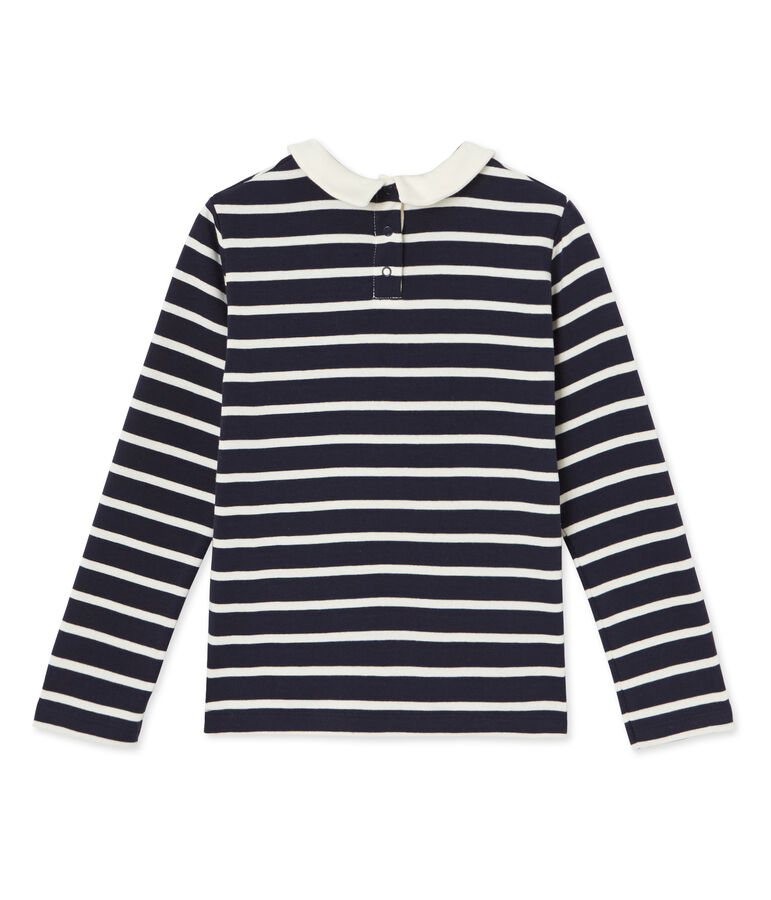 T-shirt fille manches longues ray&eacute; blu SMOKING/beige COQUILLE