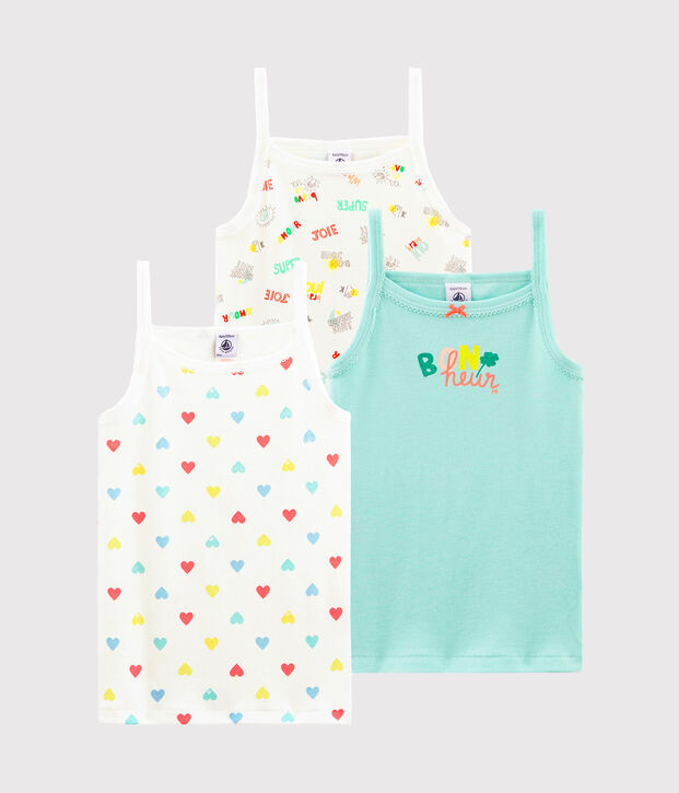 Trio canottiere con spalline bambina multicolore