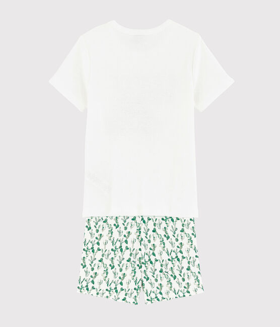 Pigiama corto cactus bambino in cotone bianco MARSHMALLOW/bianco MULTICO