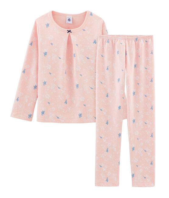 Pigiama rosa con fantasia pinguino bambina in jersey double face rosa MINOIS/bianco MULTICO
