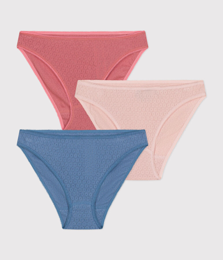Set di 3 slip in cotone traforato donna multicolore