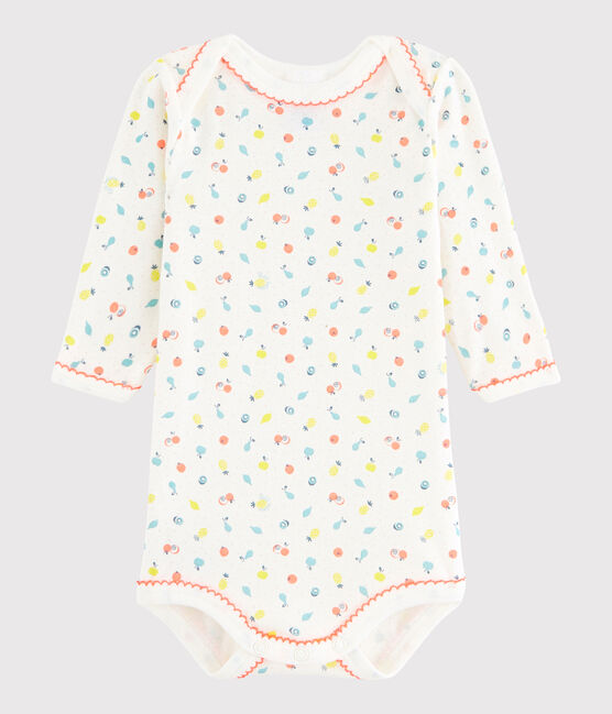Body manica lunga bebè femmina bianco LAIT/bianco MULTICO