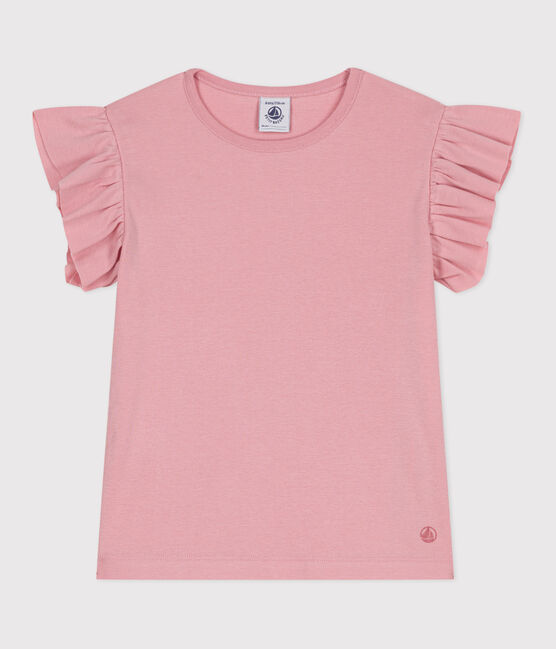 T-shirt a maniche corte in cotone tinta unita bambina rosa CHARME