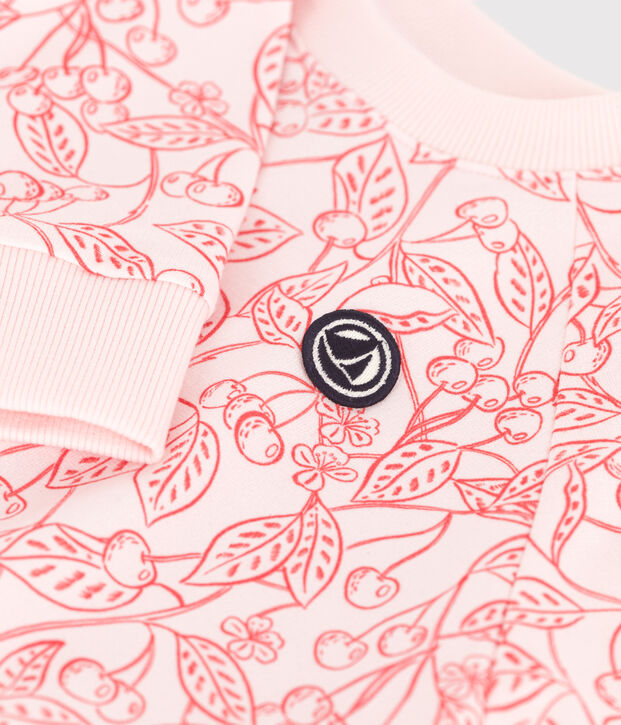 Felpa in cotone stampato bambina rosa/rosso