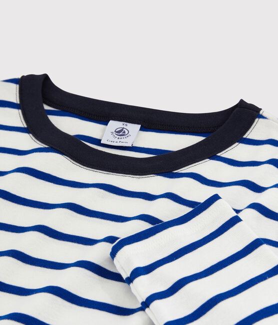 T-shirt girocollo iconica in cotone Donna bianco MARSHMALLOW/blu SURF