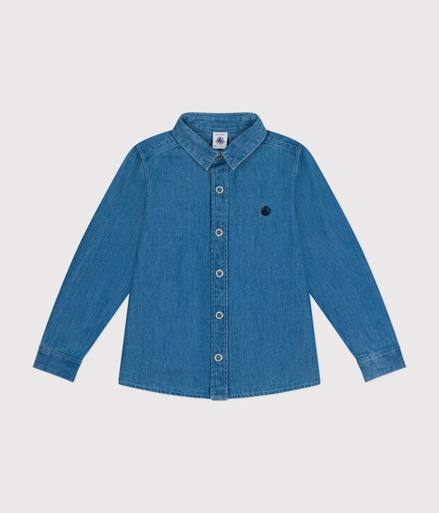 Camicia bambino in denim leggero blu