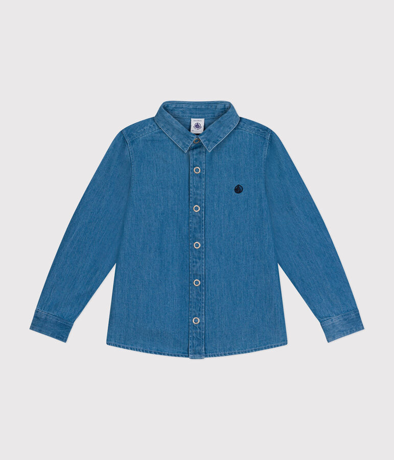 Camicia bambino in denim leggero blu