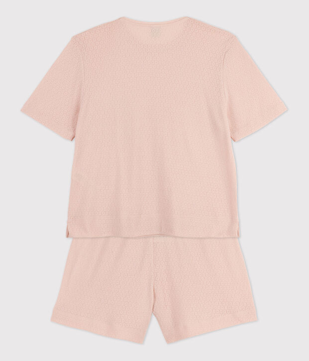 Pigiama donna corto in cotone rosa