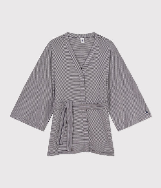 Kimono a righe donna blu SMOKING/bianco MARSHMALLOW