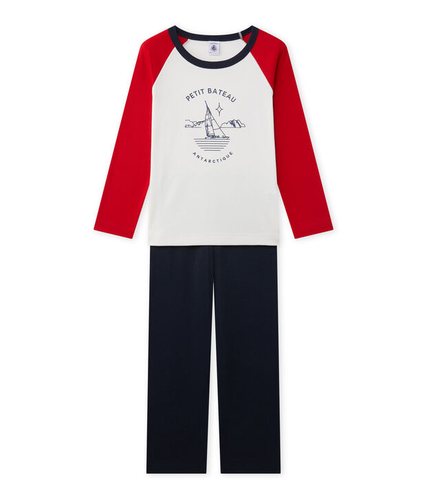 Pigiama per bambino stampato blu/bianco/rosso