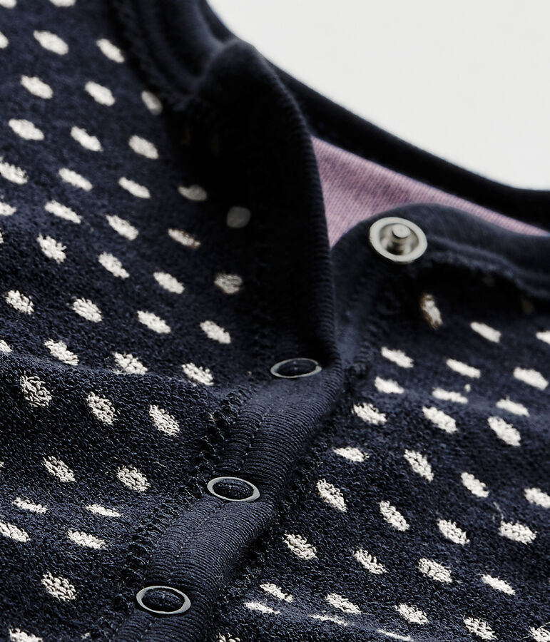 Tutina beb&egrave; bambina in spugna a pois blu/bianco