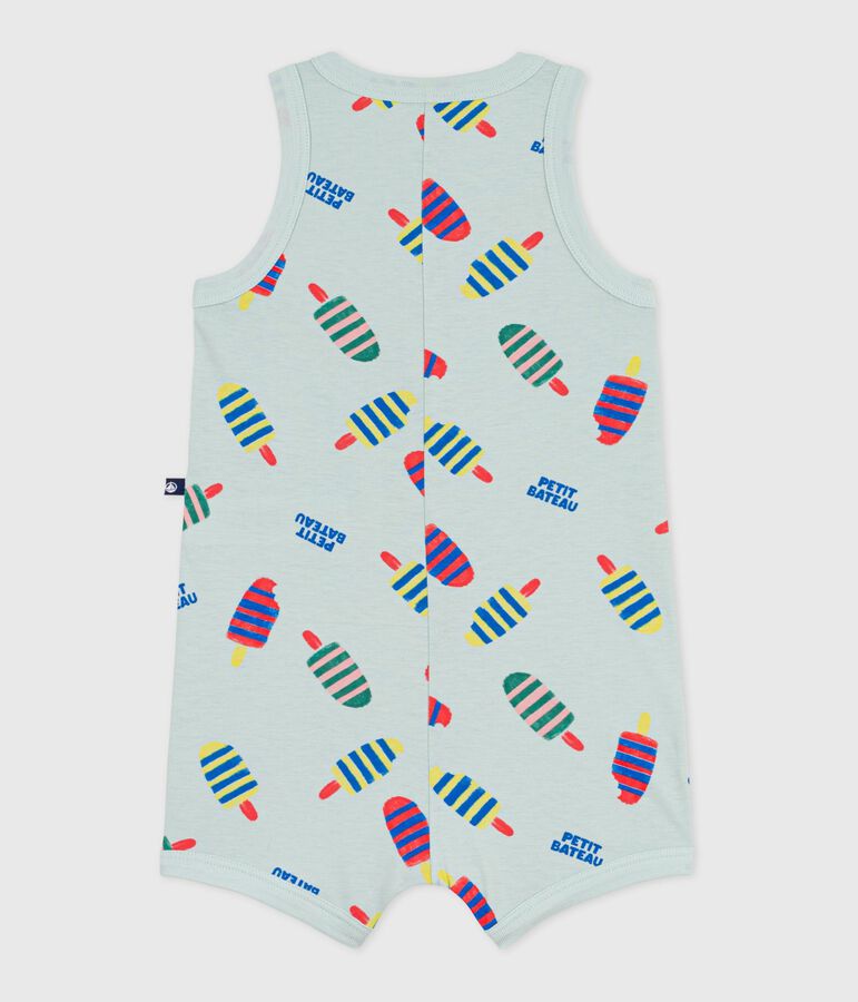 Tuta corta in cotone con gelati stampati neonato blu/multicolore