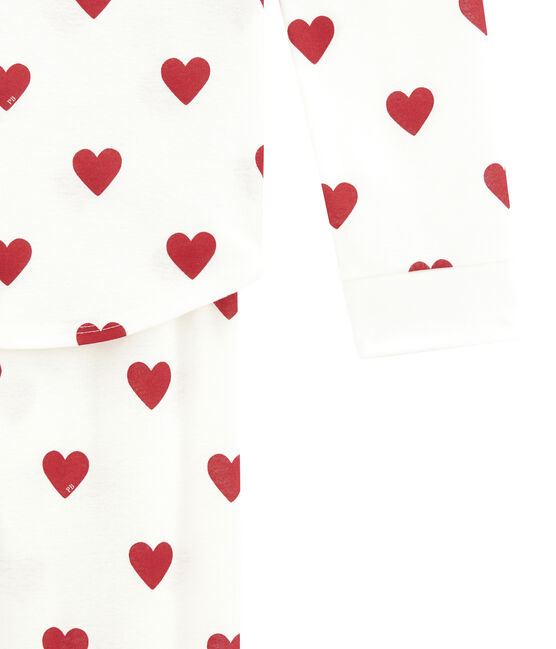 Pigiama ragazza a costine bianco MARSHMALLOW/rosso TERKUIT