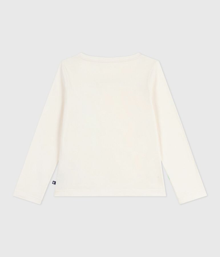 T-shirt a maniche lunghe in cotone con stampa bambina ecru