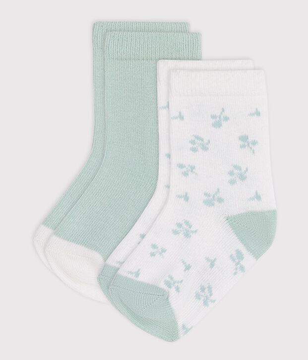 2 paia di calzini in cotone con stampa a fiori neonata multicolore