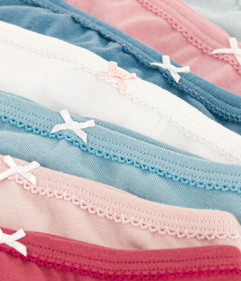 Set di 7 slip bambina in cotone tinta unita multicolore