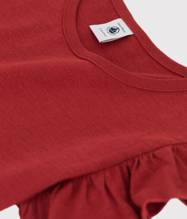 T-shirt a maniche corte in cotone bambina marrone